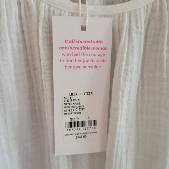 Lilly Pulitzer Zemini Maxi Coverup in White NWT - Picture 9 of 10